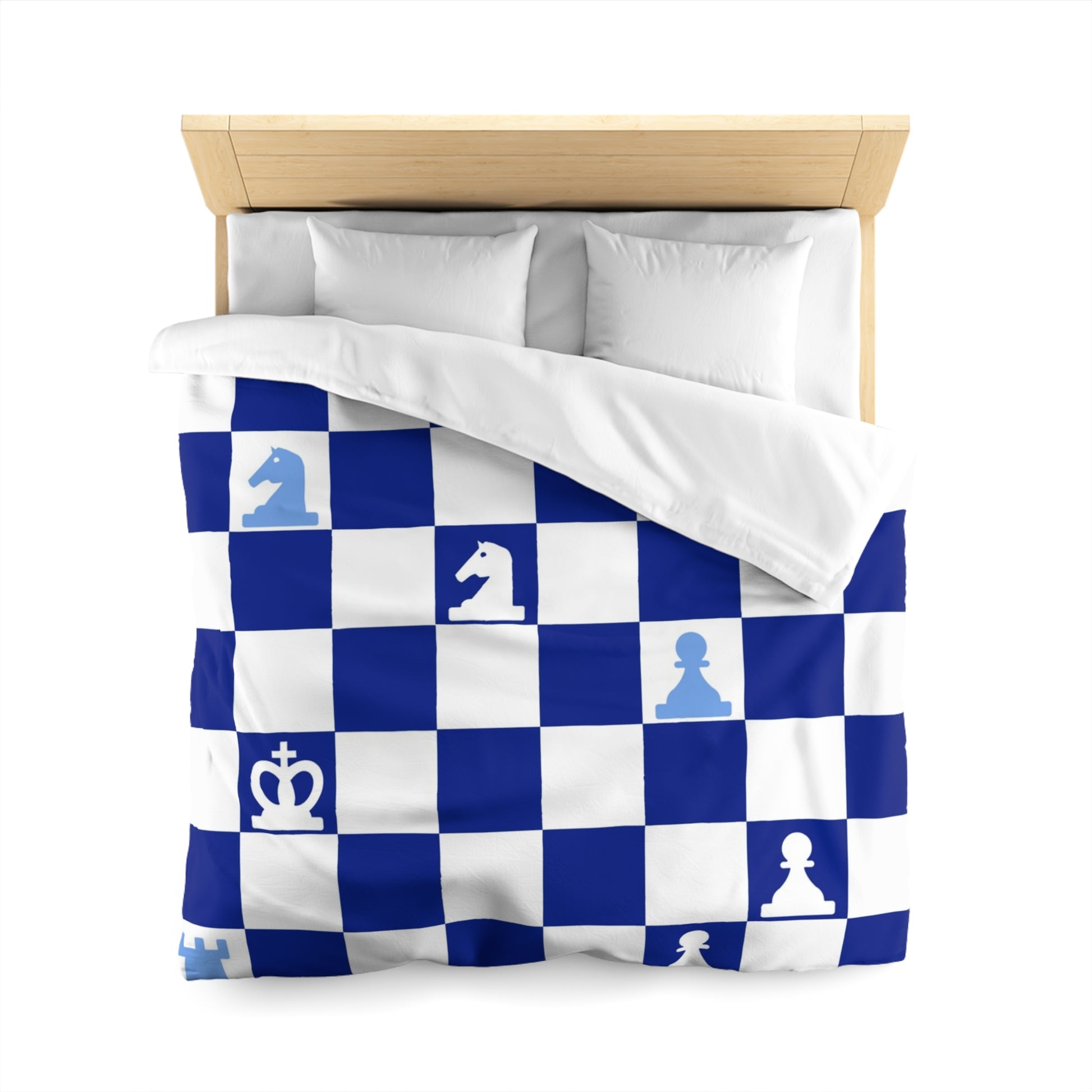 Chessboard Navy Blue Microfiber Duvet Cover, Artsulli - Art is Long, Life is Short, Home Decor, , , , , , , 