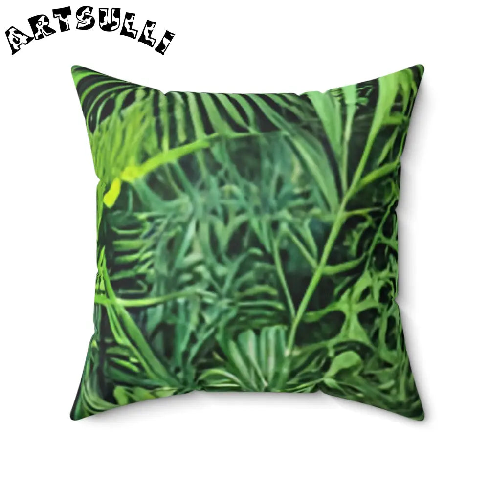 JAKKOUTTHEBXX Vibrant Floral and Leaf Print Square Throw Pillow