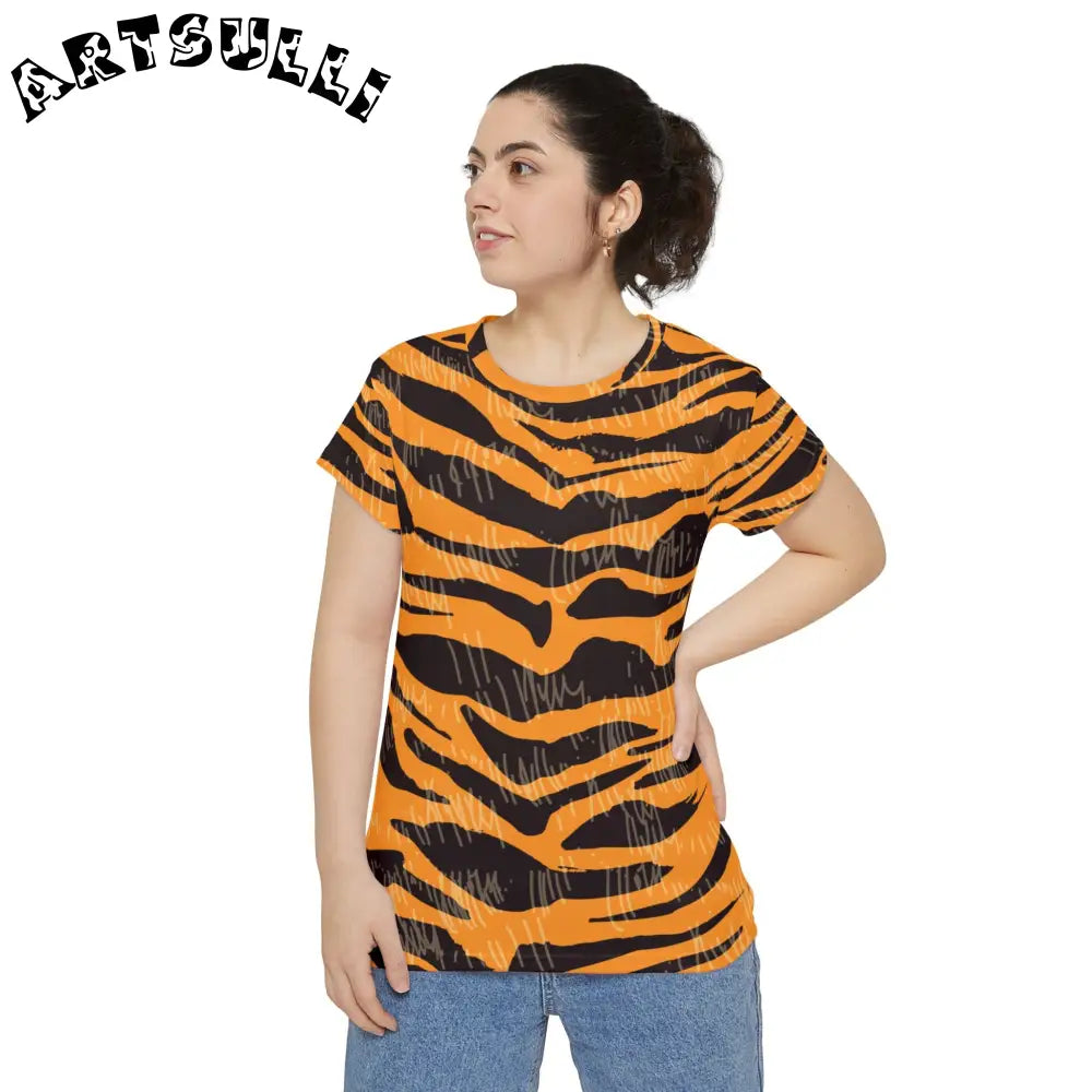JAKKOUTTHEBXX Tiger Scratches Orange & Black Women’s Short Sleeve