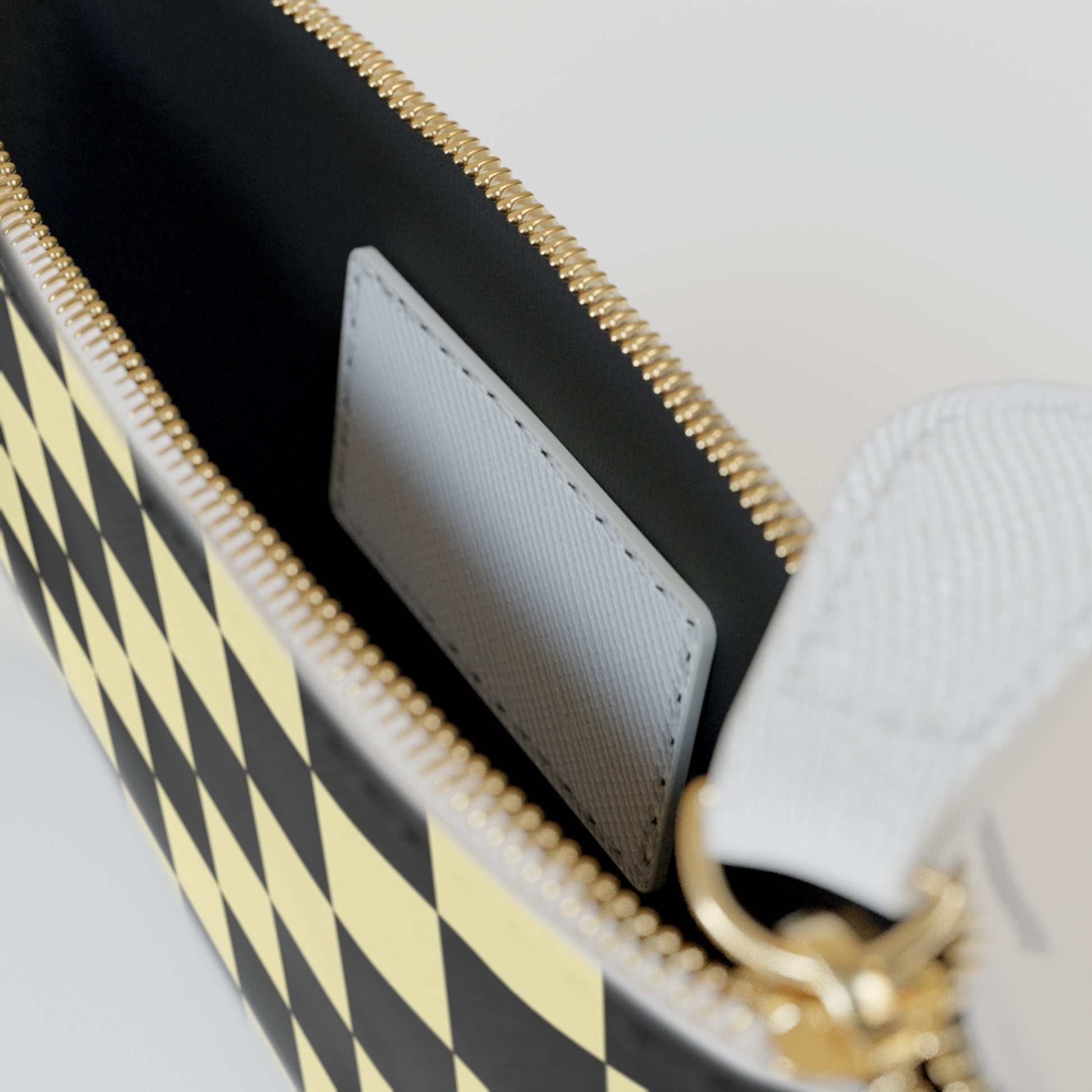 Checkerboard Black and Yellow Mini Clutch Bag, Artsulli - Art is Long, Life is Short, Bags, , , , , , , 