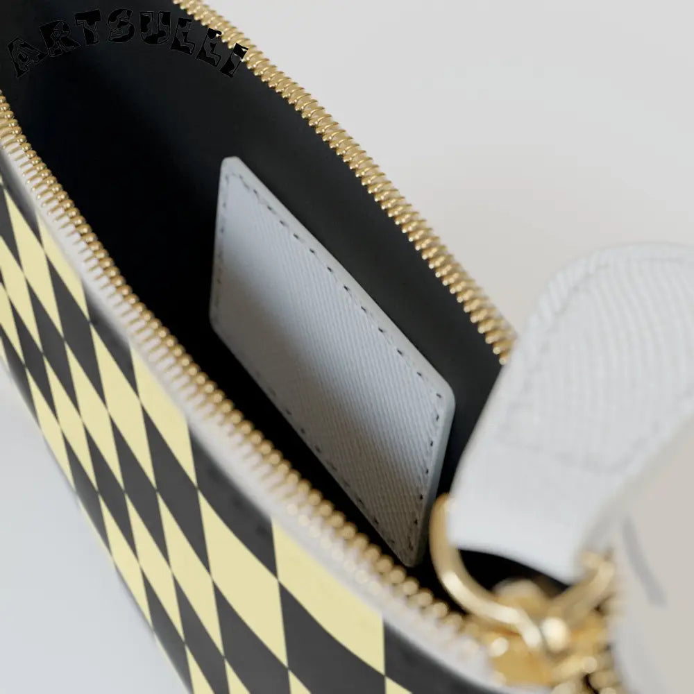 JAKKOUTTHEBXX Checkerboard Black and Yellow Mini Clutch Bag