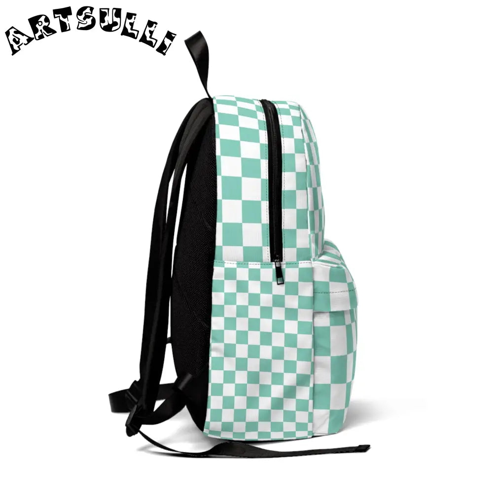 JAKKOUTTHEBXX Checkerboard Light Green Unisex Classic Backpack