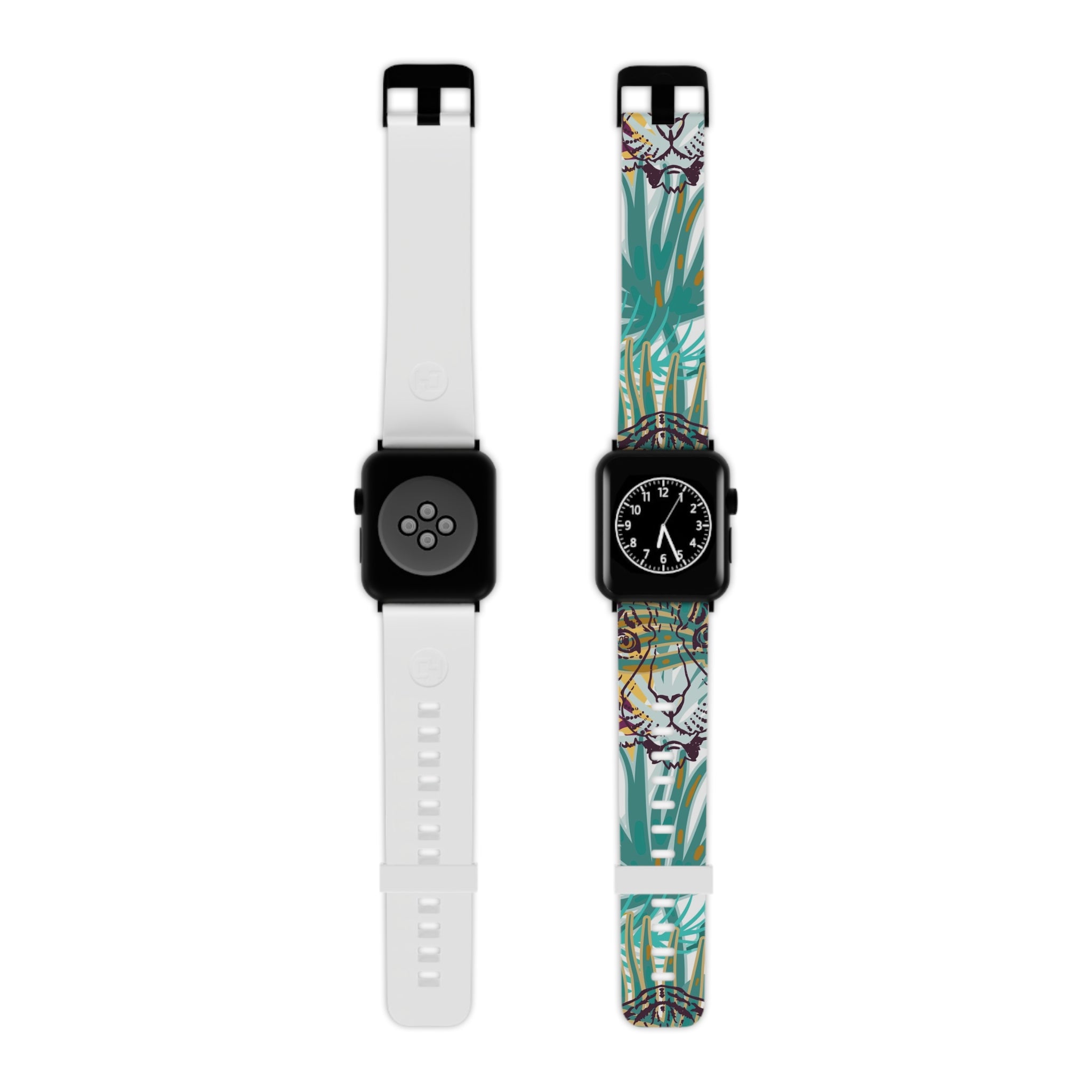 Tropical Jungle Tigers Brown and Green Watch Band for Apple Watch, Artsulli - Art is Long, Life is Short, Accessories, Size, 7.5'' × 0.75'' / 42 - 44 mm, Color, Black, , , 14529856150663