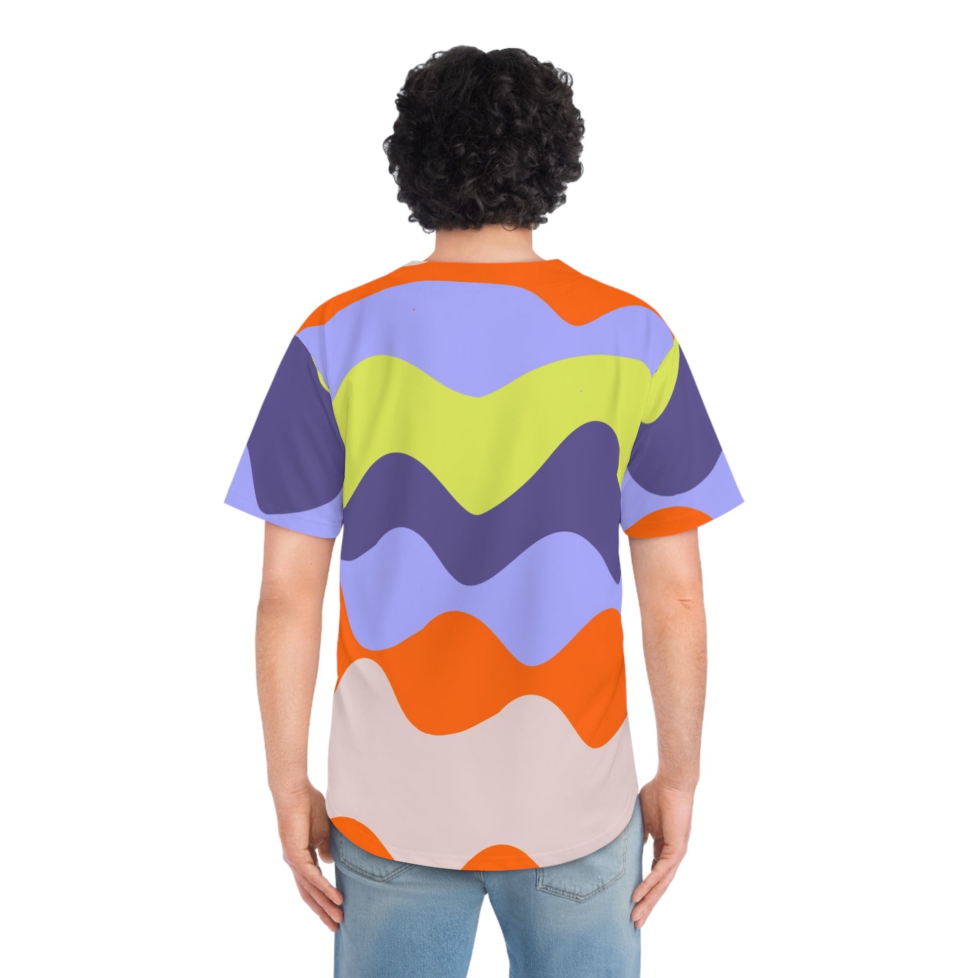 Waves Red and Blue Men's Baseball Jersey (AOP), Artsulli - Art is Long, Life is Short, All Over Prints, , , , , , , 