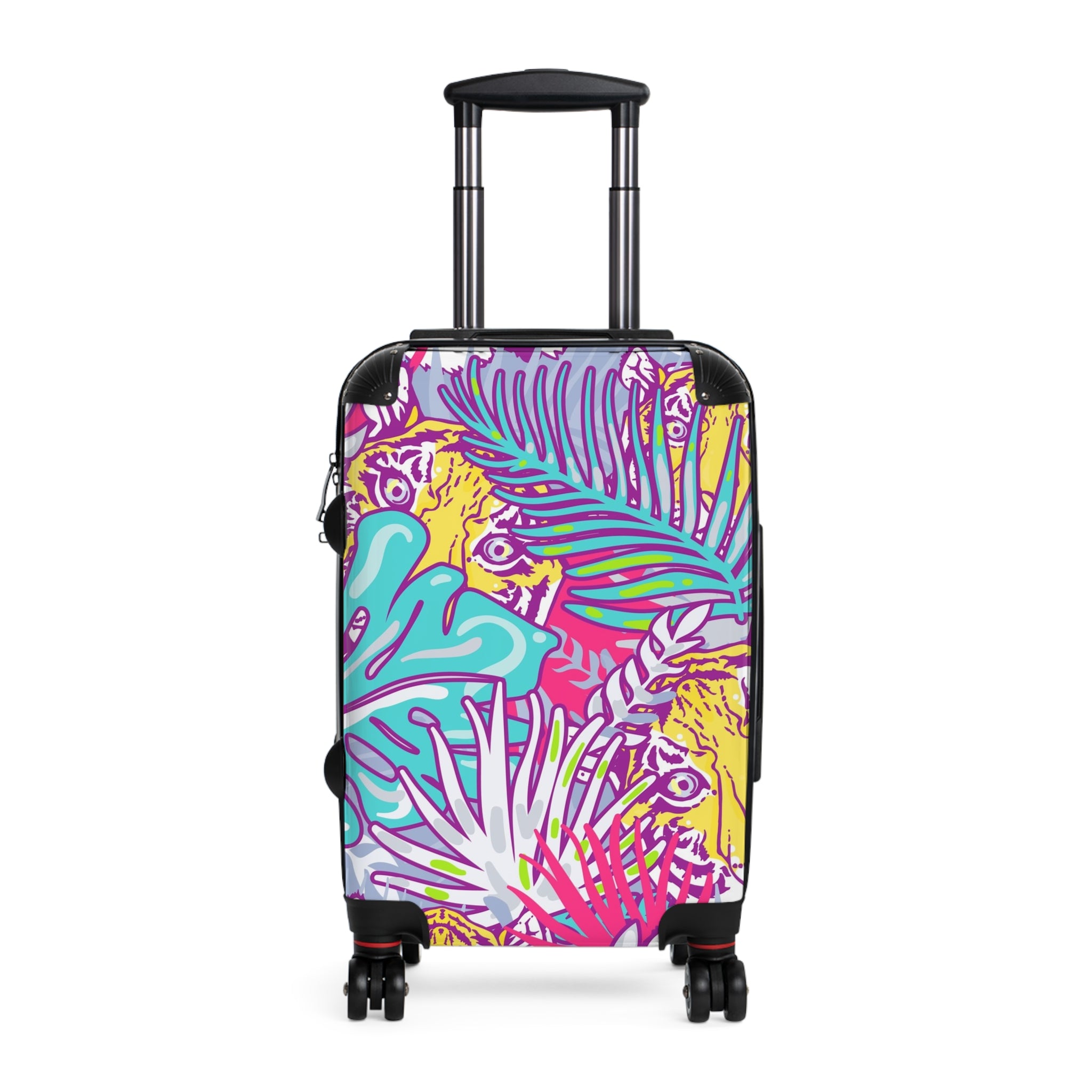 Tropical Floral Tigers Torquise and Purple Suitcase, Artsulli - Art is Long, Life is Short, Bags, Size, Small, Color, Black, , , 14225944206580