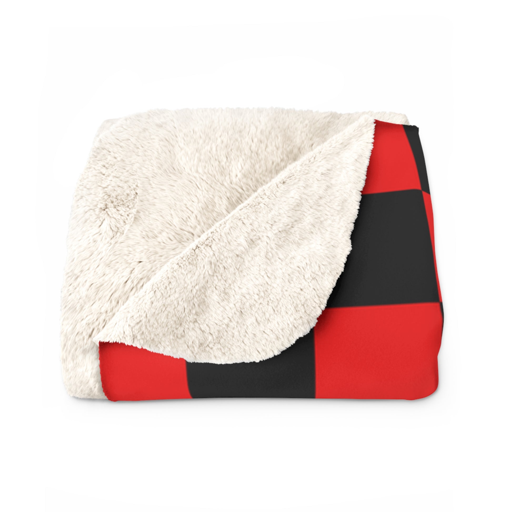 Checkerboard Red and Black Sherpa Fleece Blanket, Artsulli - Art is Long, Life is Short, Home Decor, , , , , , , 