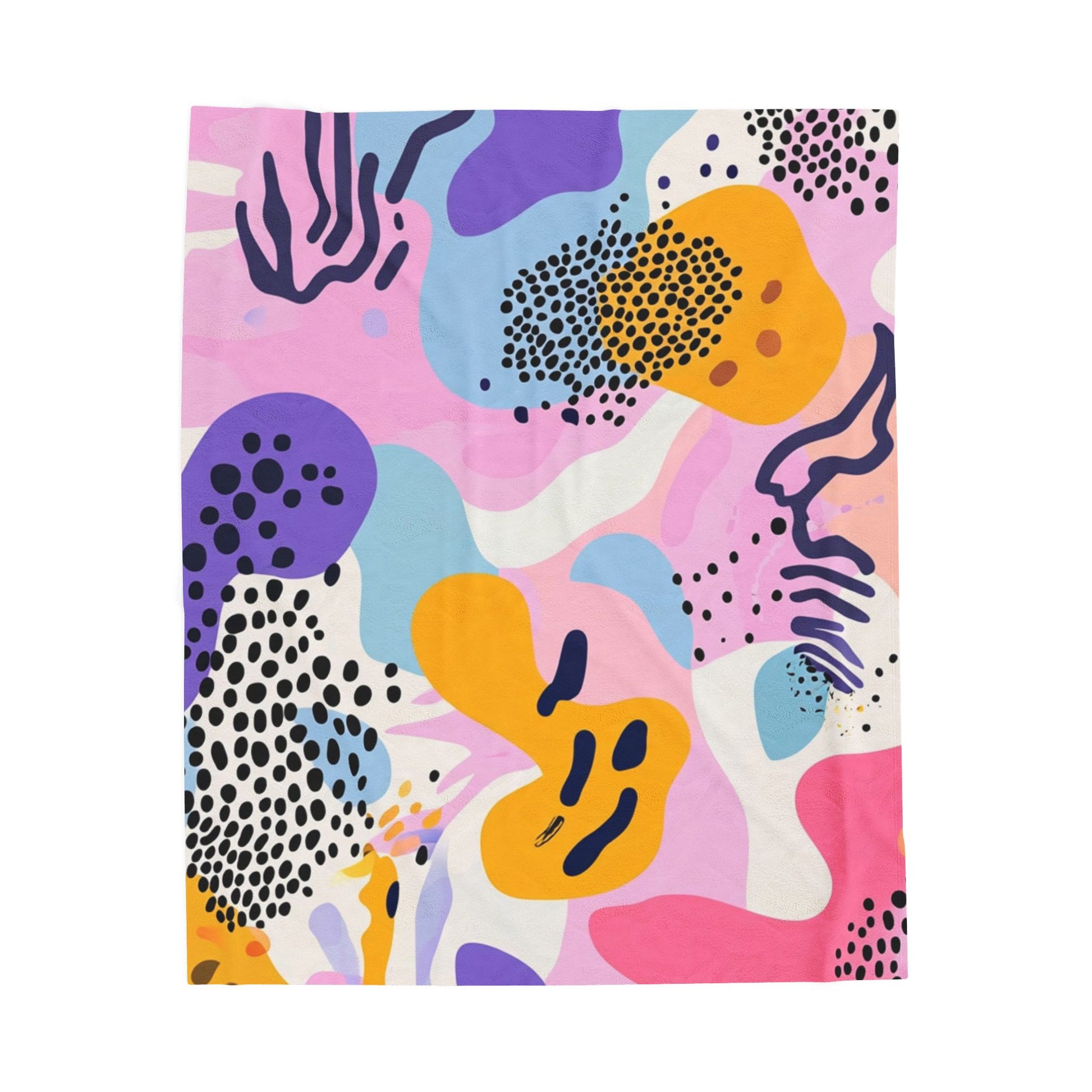 Colorful Abstract Dots and Shapes II Velveteen Plush Blanket, Artsulli - Art is Long, Life is Short, All Over Prints, Size, 50" × 60", , , , , 25671367622252