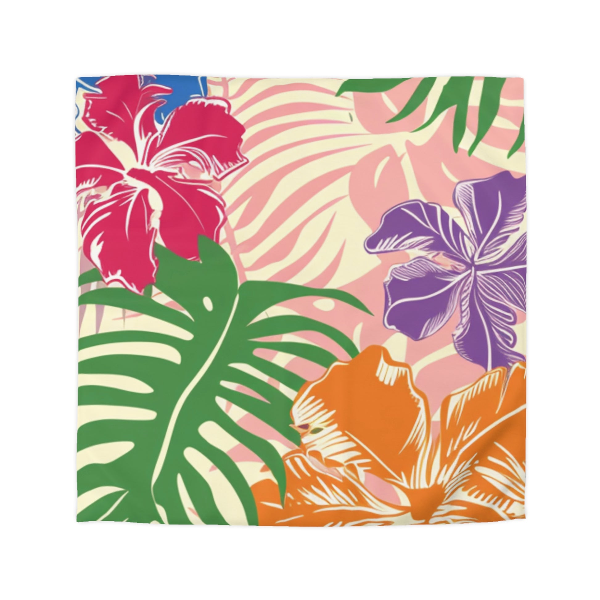 Blooming Tropical Flowers Microfiber Duvet Cover, Artsulli - Art is Long, Life is Short, Home Decor, Size, Queen, Color, White, , , 28456281298078000983