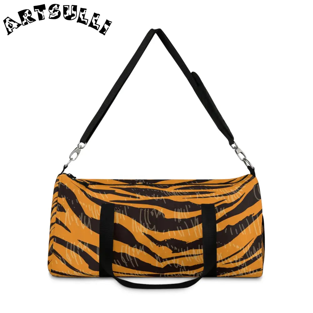 JAKKOUTTHEBXX Tiger Scratches Orange & Black Duffel Bag