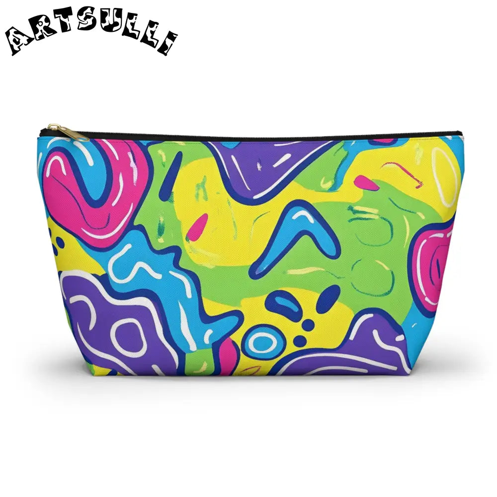 90s Trippy Slime II Accessory Pouch w T-bottom, Artsulli - Art is Long, Life is Short, Bags, Size, Large, Color, Black zipper, , , 77433091467067191732