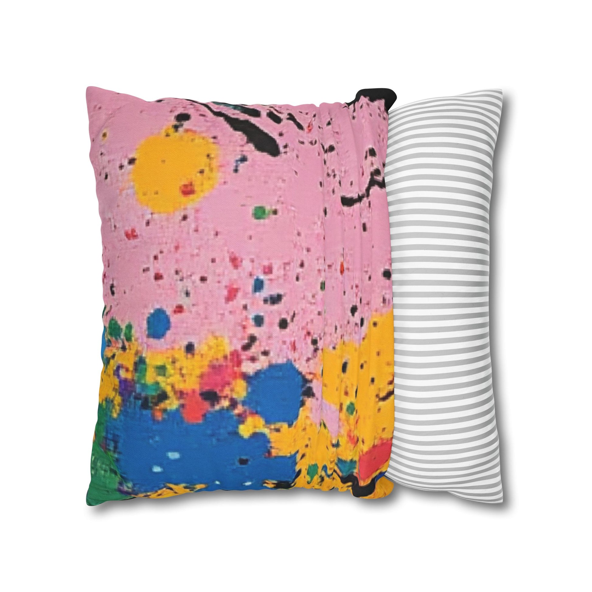 The Colors Of Paint Splatter Spun Polyester Square Pillowcase, Artsulli - Art is Long, Life is Short, Home Decor, , , , , , , 