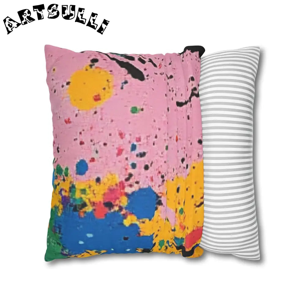 JAKKOUTTHEBXX The Colors Of Paint Splatter Spun Polyester Square