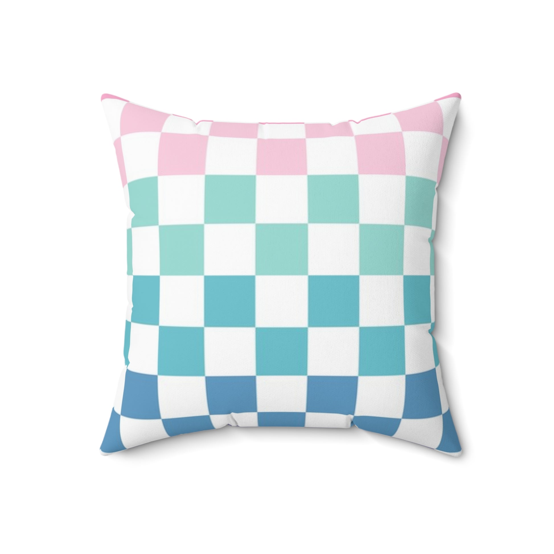 Vaporwave Rainbow  Checkerboard Multi-Color Spun Polyester Square Pillow, Artsulli - Art is Long, Life is Short, Home Decor, Size, 18" × 18", , , , , 22029815975958983296