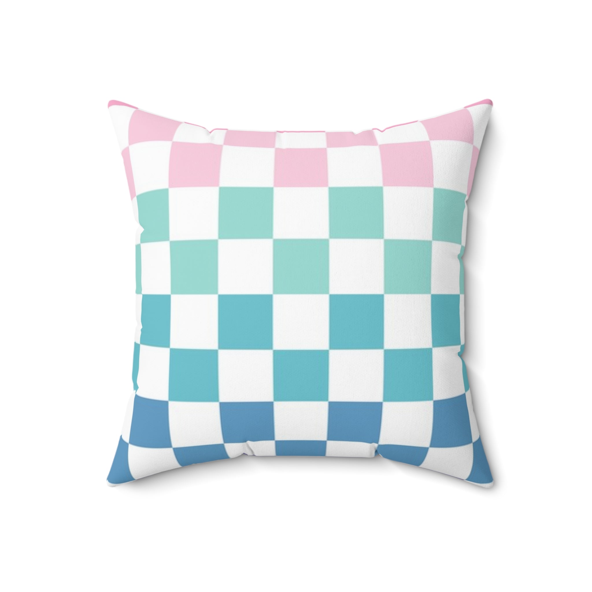 Vaporwave Rainbow  Checkerboard Multi-Color Spun Polyester Square Pillow, Artsulli - Art is Long, Life is Short, Home Decor, Size, 18" × 18", , , , , 22029815975958983296