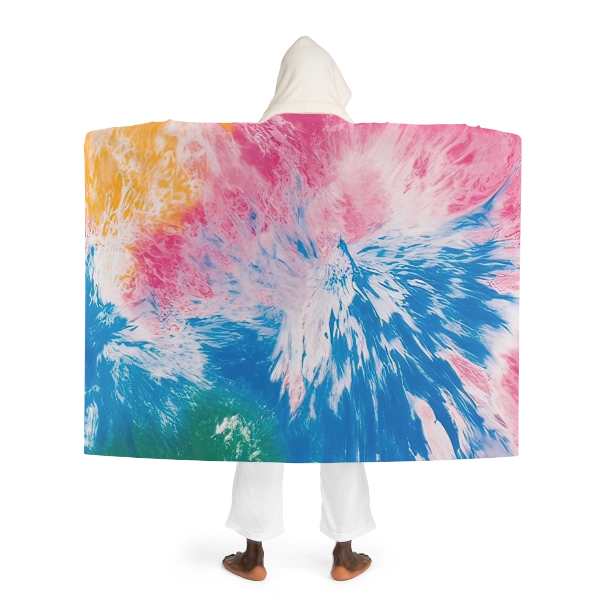 Tie Dye Splash Hooded Sherpa Fleece Blanket, Artsulli - Art is Long, Life is Short, All Over Prints, , , , , , , 