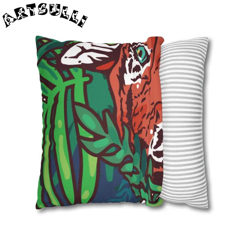 JAKKOUTTHEBXX Tropical Jungle Tigers Blue and Green Spun Polyester