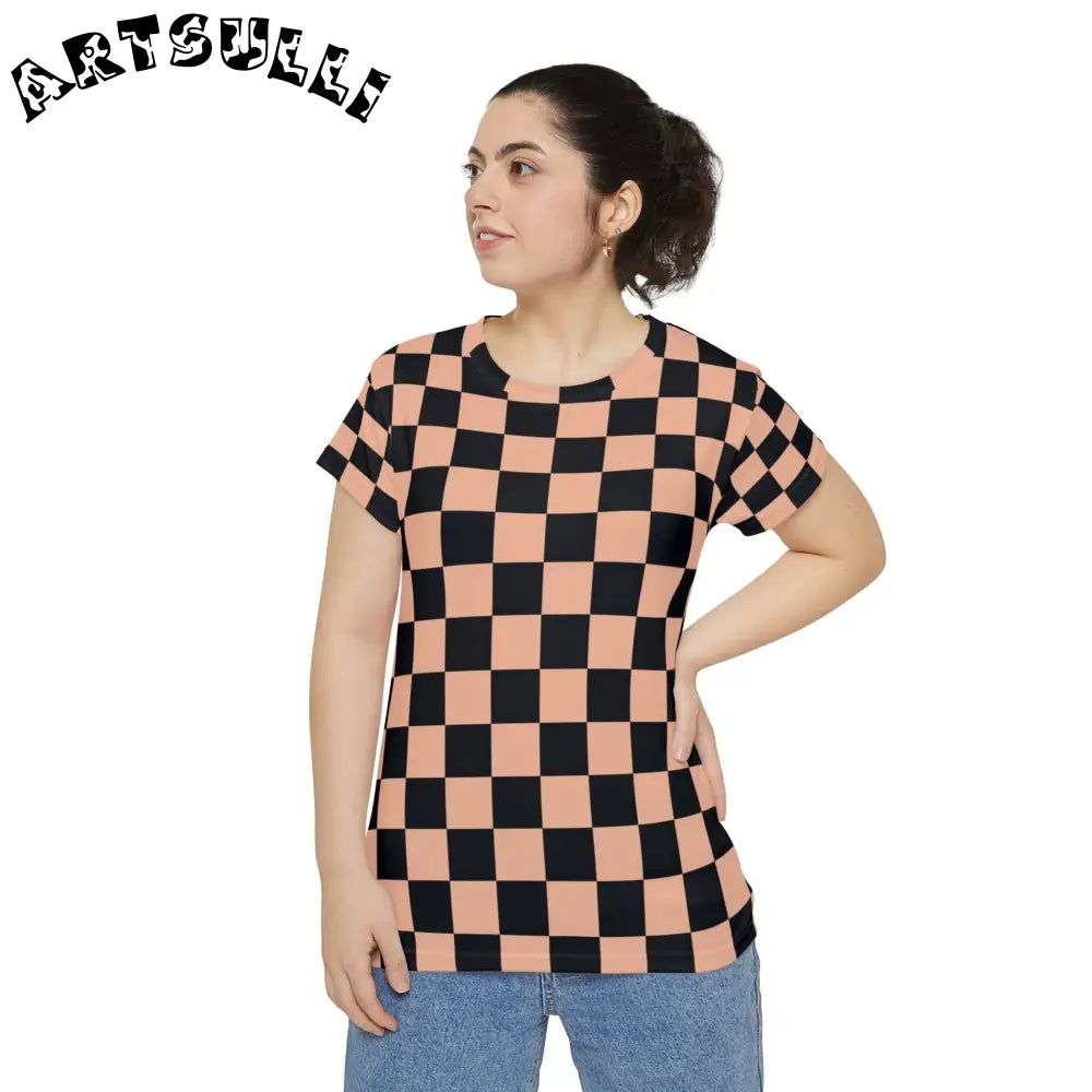 JAKKOUTTHEBXX Checkerboard Soft Orange and Black Women’s Short
