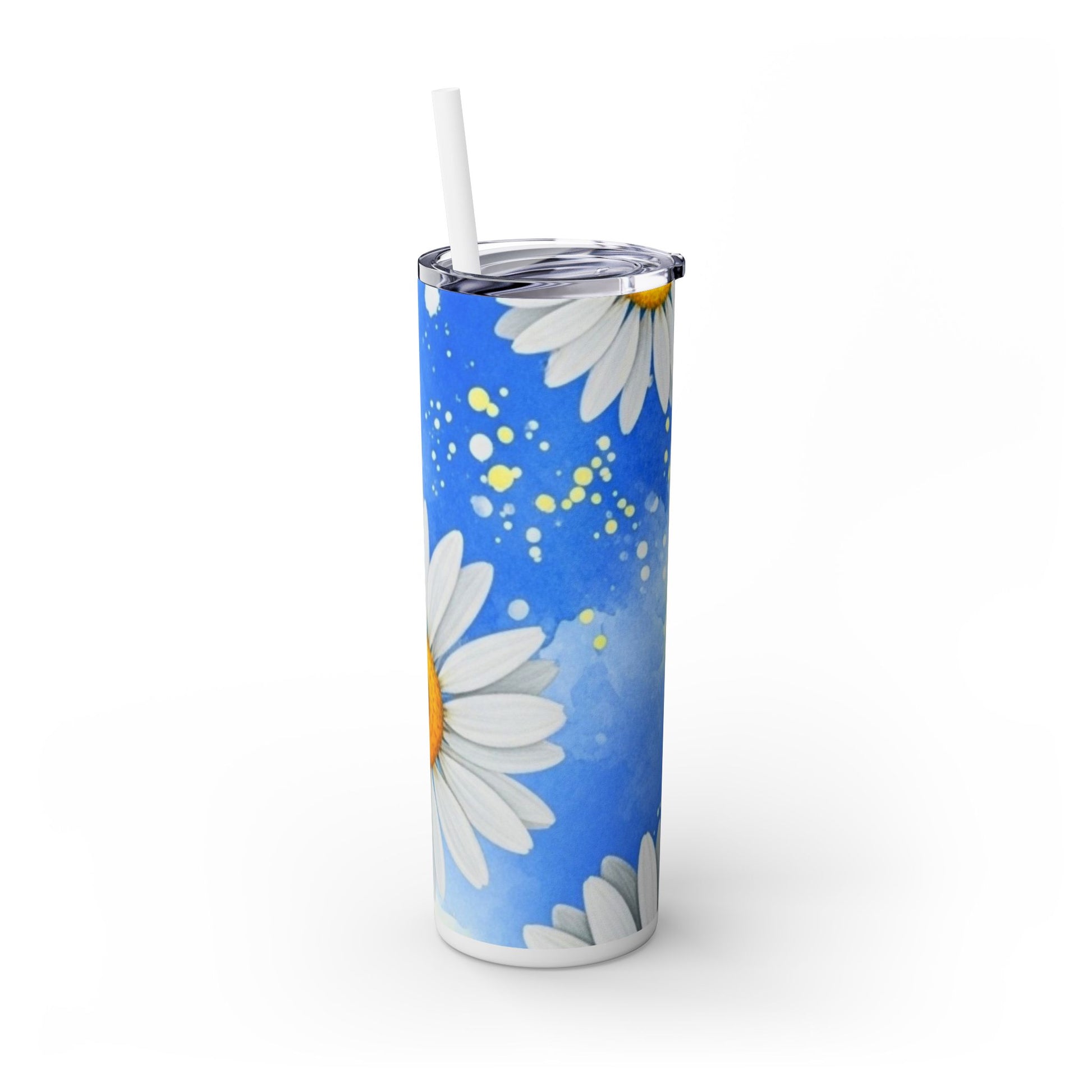 Daisies Skinny Tumbler with Straw, 20oz, Artsulli - Art is Long, Life is Short, Mug, , , , , , , 