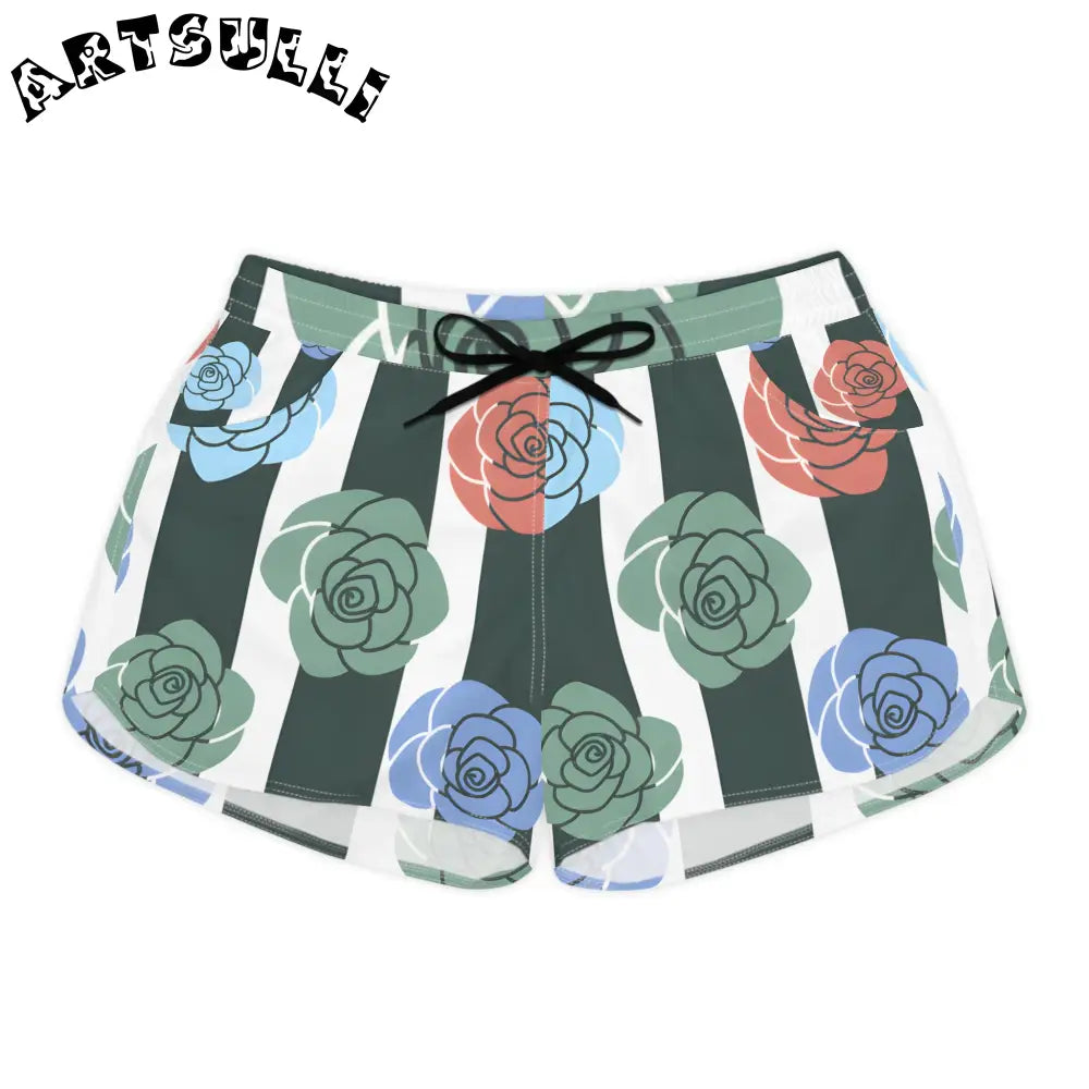 JAKKOUTTHEBXX Stripes x Roses Black and White Women’s Casual Shorts