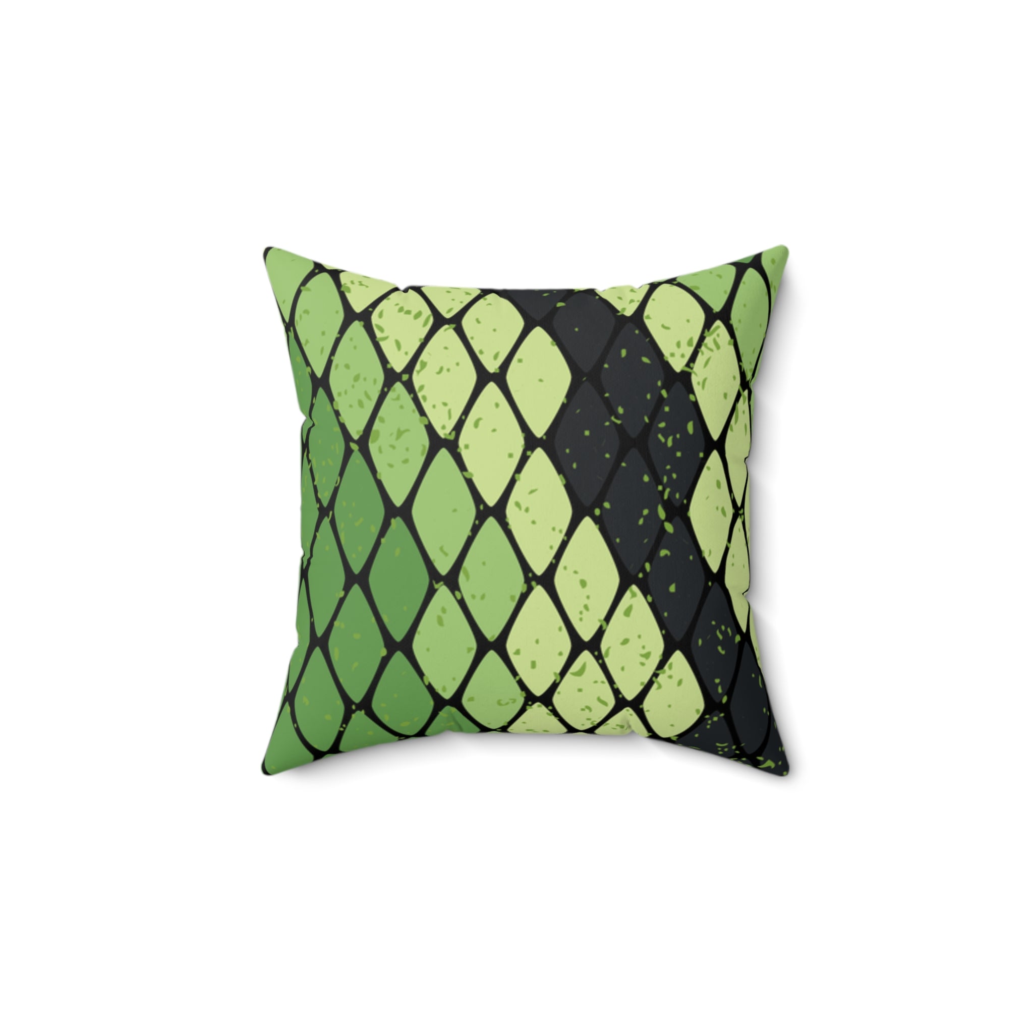 Snake Skin Green and Black Faux Suede Square Pillow, Artsulli - Art is Long, Life is Short, Home Decor, Size, 14" × 14", , , , , 11176710451685