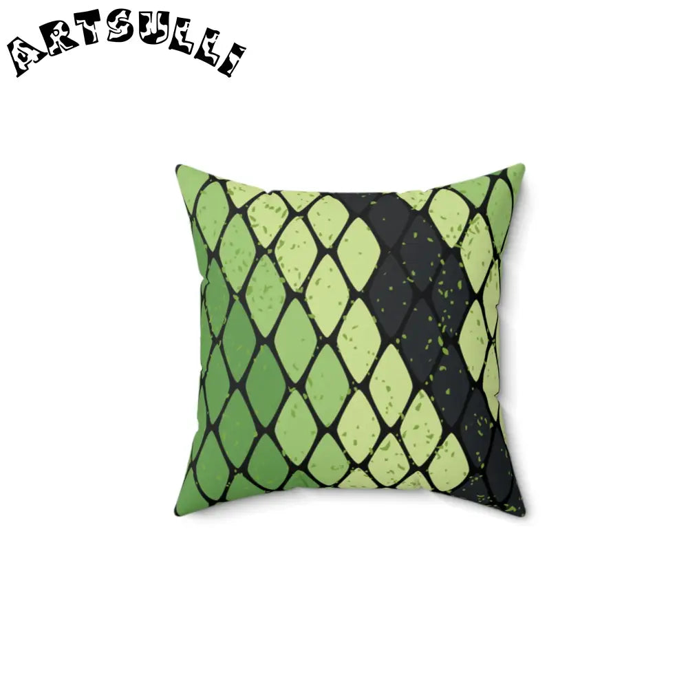 JAKKOUTTHEBXX Snake Skin Green and Black Faux Suede Square Pillow