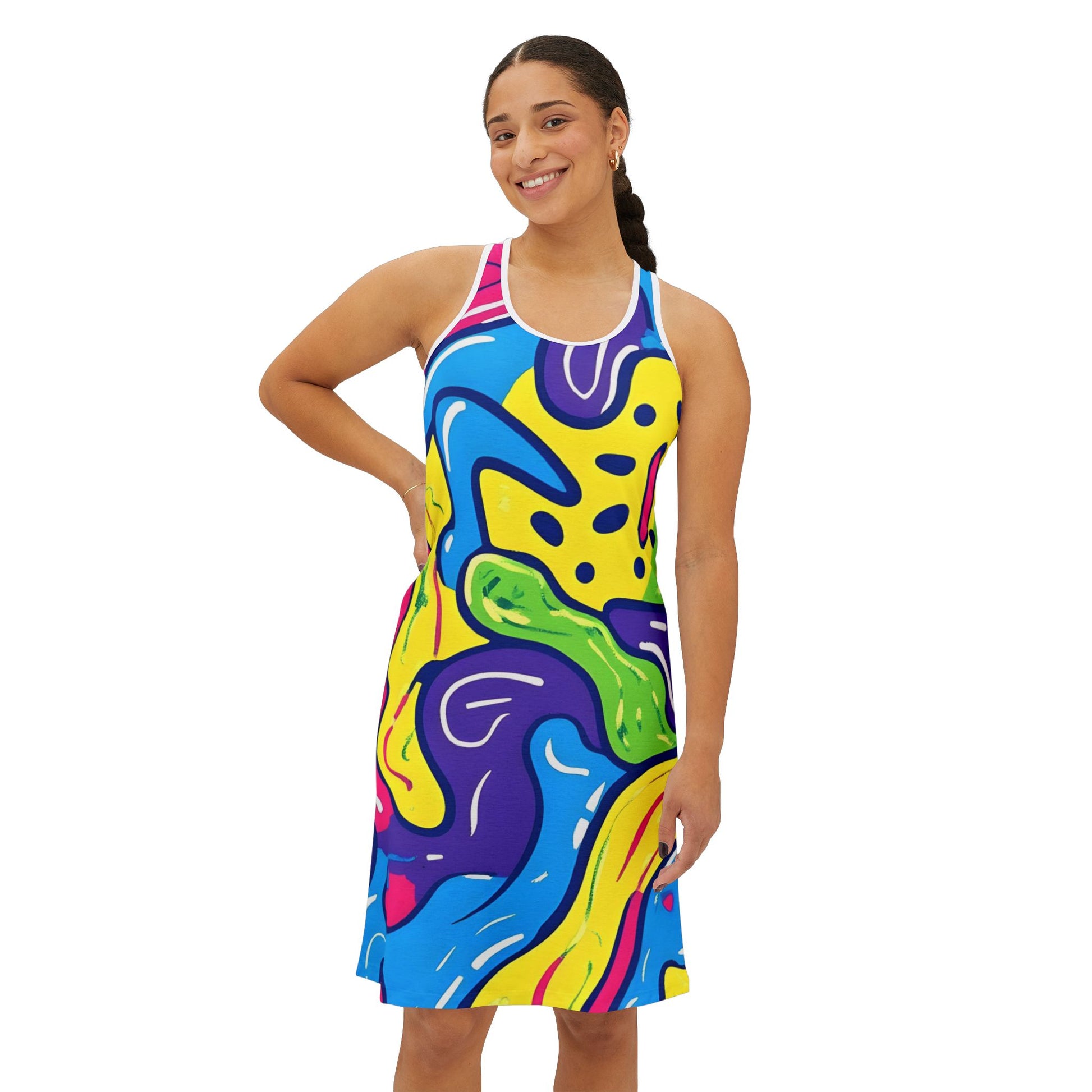 90s Trippy Slime Women's Racerback Dress (AOP), Artsulli - Art is Long, Life is Short, Tank Top, , , , , , , 