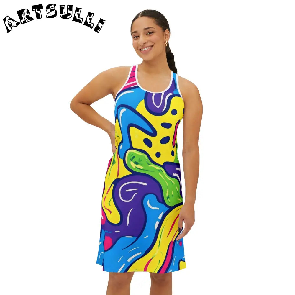 JAKKOUTTHEBXX Colorful Abstract Tank Mini Dress 2025