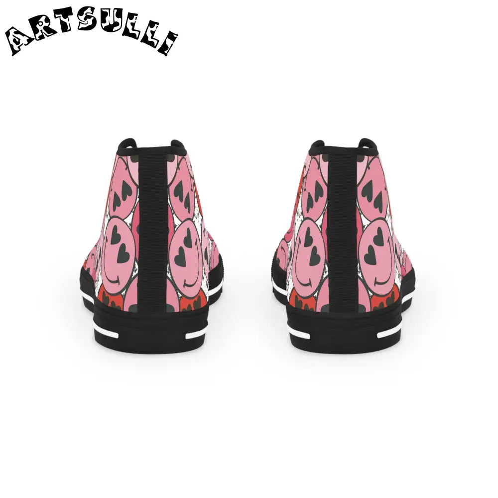 JAKKOUTTHEBXX Smiley Face x Heart Eyes Pink and Red Men’s High Top