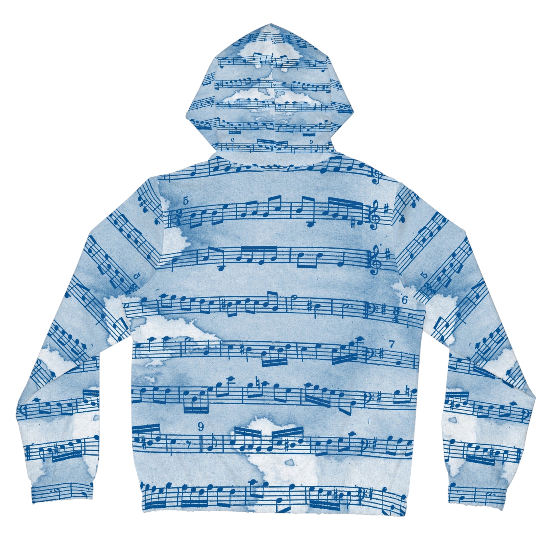 Drip Spill Type Beat Sheet Music Blue Women’s Full-Zip Hoodie (AOP), Artsulli - Art is Long, Life is Short, All Over Prints, , , , , , , 