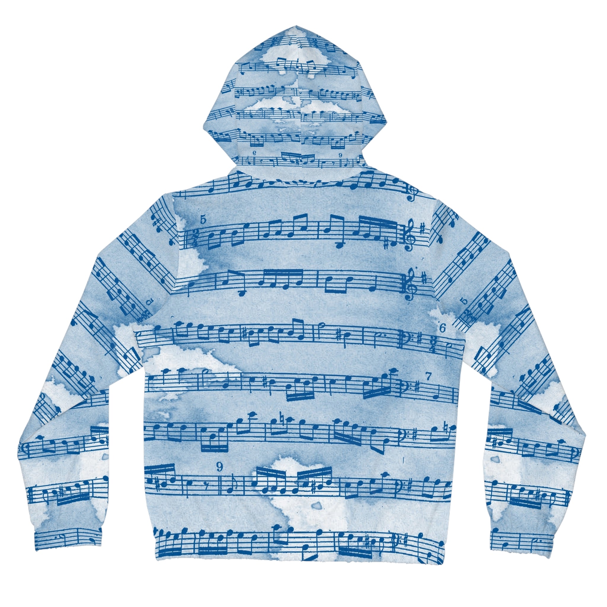 Drip Spill Type Beat Sheet Music Blue Women’s Full-Zip Hoodie (AOP), Artsulli - Art is Long, Life is Short, All Over Prints, , , , , , , 