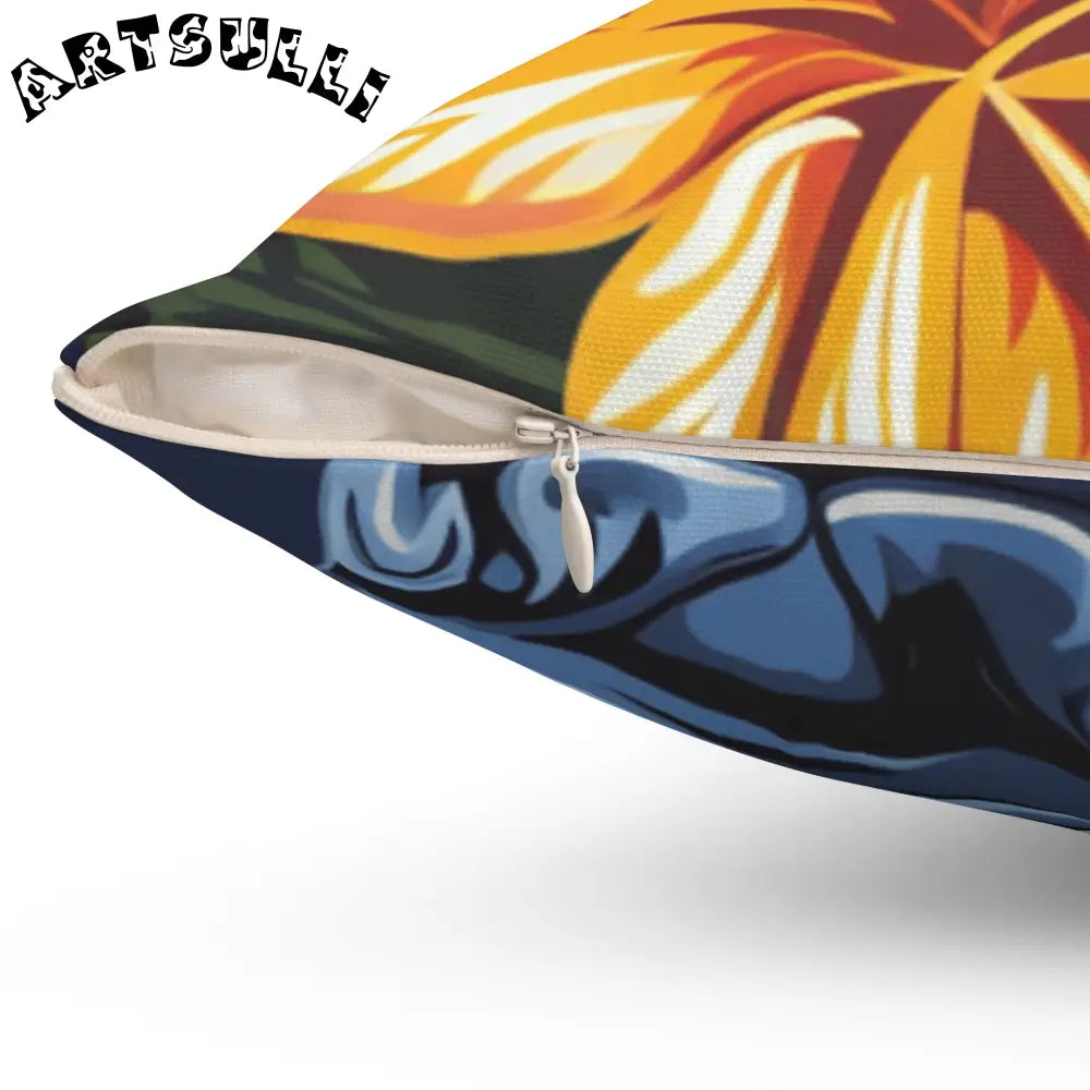 JAKKOUTTHEBXX Tropical Floral Dark Blue Indoor Pillow 2025