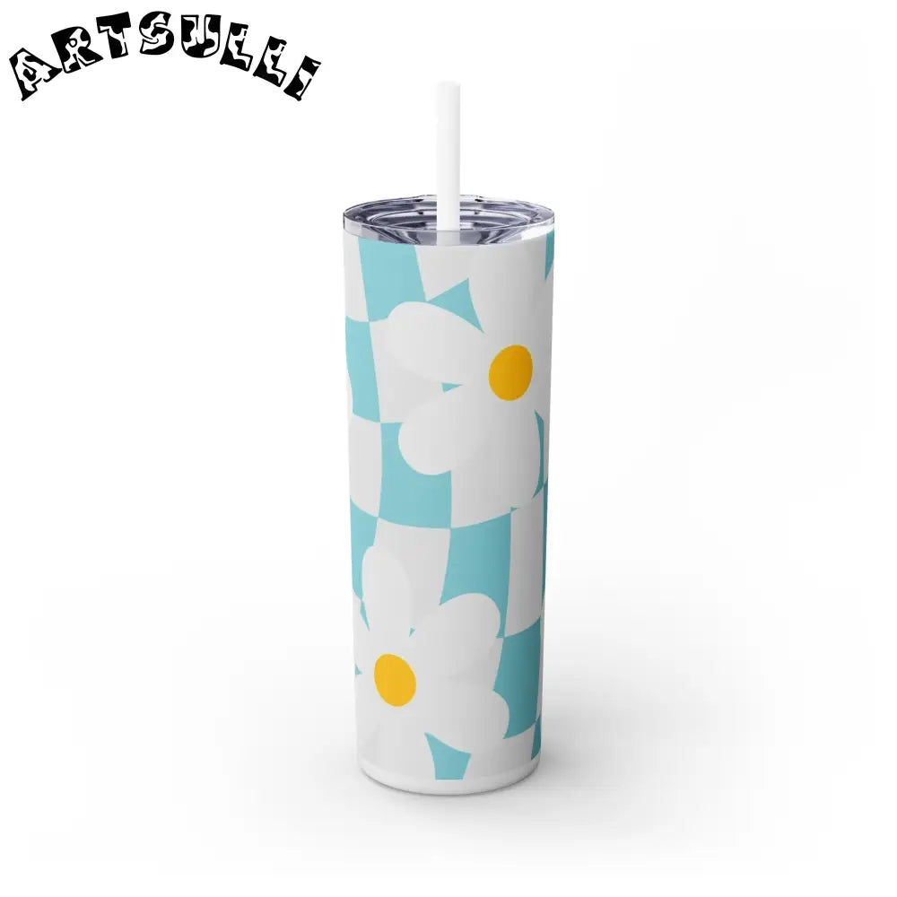 JAKKOUTTHEBXX Trippy Check Garden Skinny Tumbler with Straw 20oz