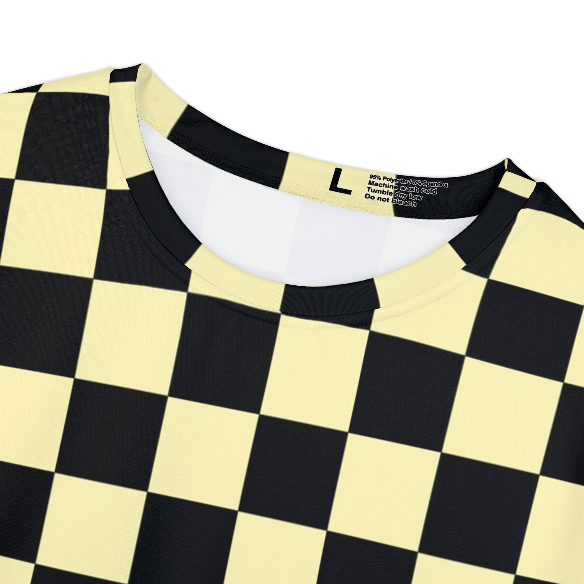Checkerboard Black and Yellow Women's Short Sleeve Shirt (AOP), Artsulli - Art is Long, Life is Short, All Over Prints, , , , , , , 