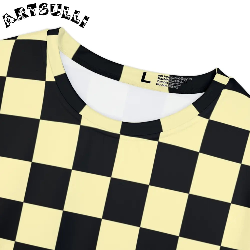 JAKKOUTTHEBXX Checkerboard Black and Yellow Women’s Short Sleeve