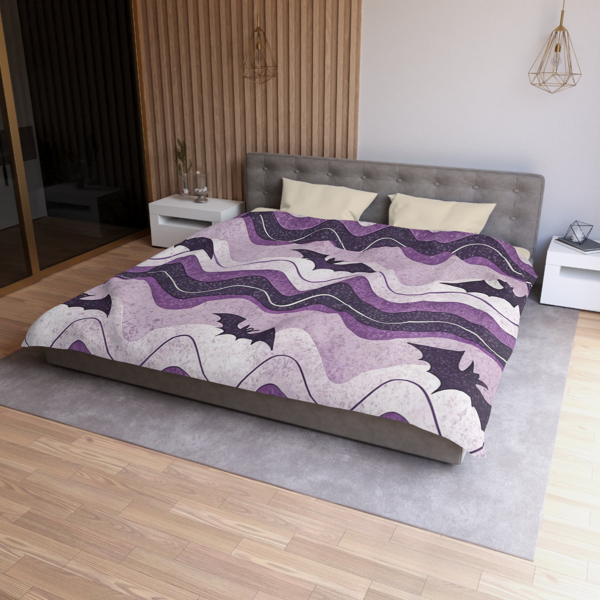 Bat Wave Microfiber Duvet Cover, Artsulli - Art is Long, Life is Short, Home Decor, , , , , , , 