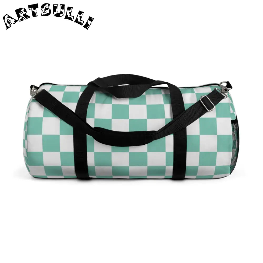 JAKKOUTTHEBXX Checkerboard Light Green Duffel Bag JAKKOUTTHEBXX
