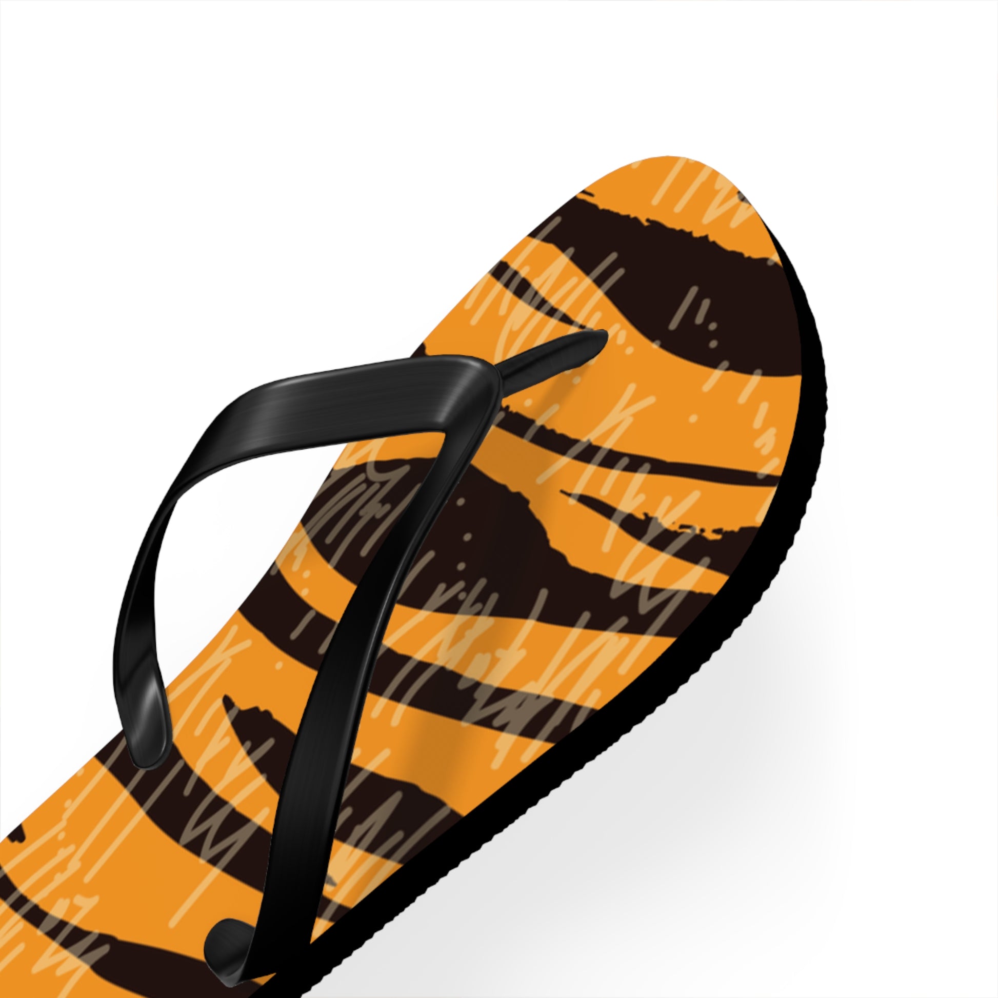 Tiger Scratches Orange & Black Flip Flops, Artsulli - Art is Long, Life is Short, Shoes, , , , , , , 