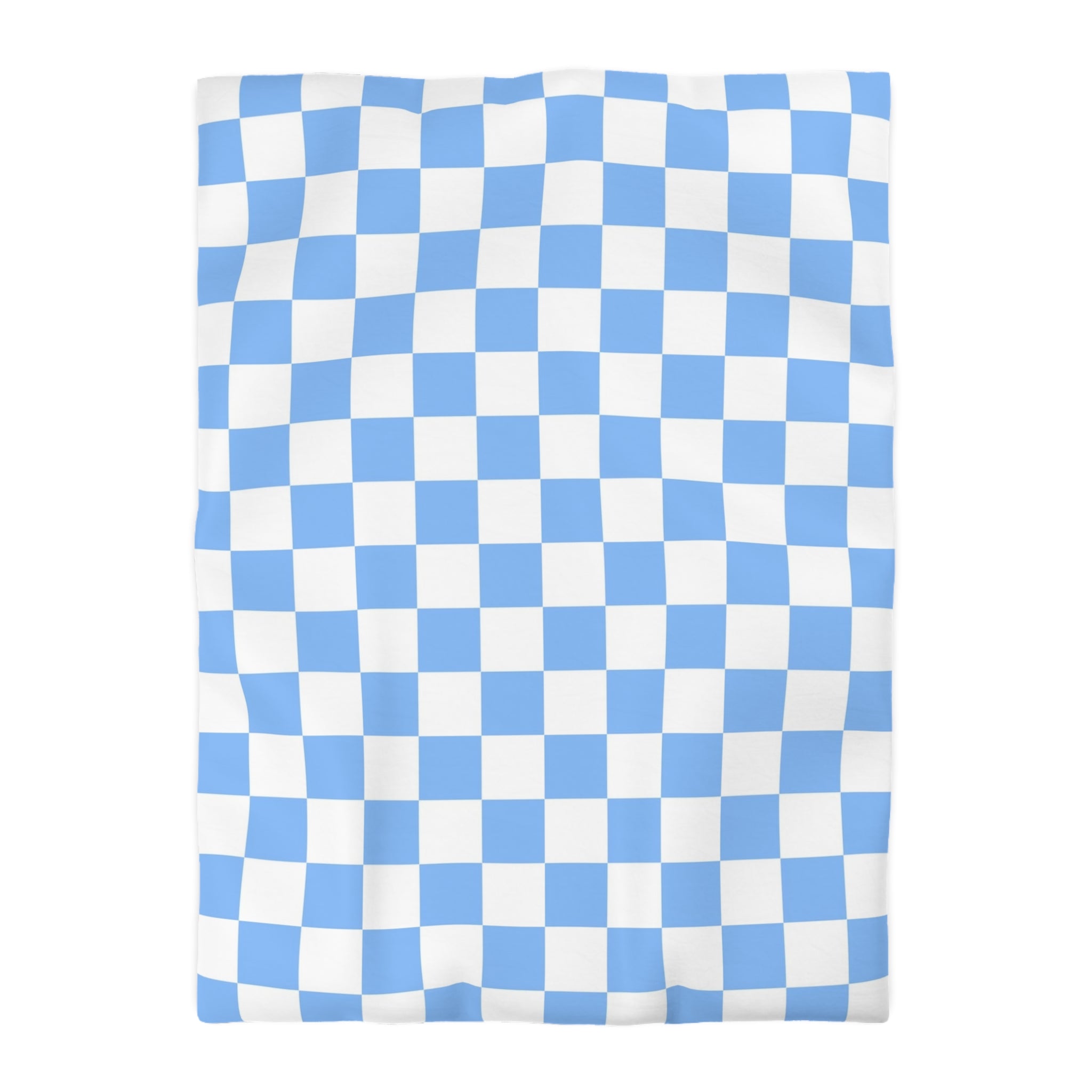 Checkerboard White and Light Blue Microfiber Duvet Cover, Artsulli - Art is Long, Life is Short, Home Decor, Size, Twin XL, Color, White, , , 55229268896252848195