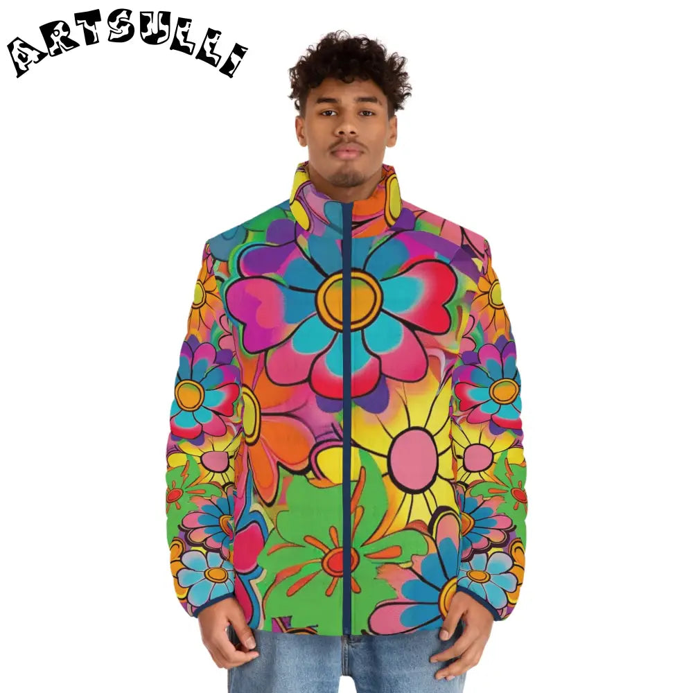 JAKKOUTTHEBXX Chromatic Daisy Dream Men’s Puffer Jacket (AOP)