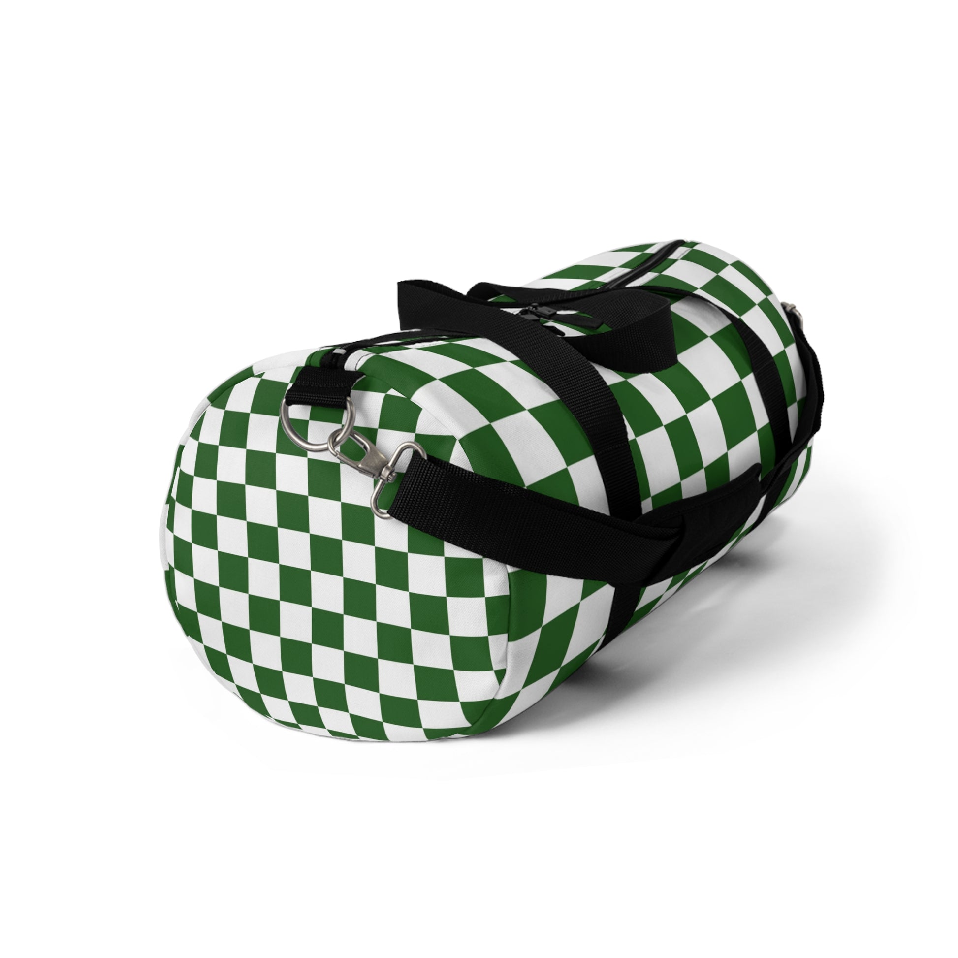 Checkerboard White and Dark Green Duffel Bag, Artsulli - Art is Long, Life is Short, Bags, , , , , , , 