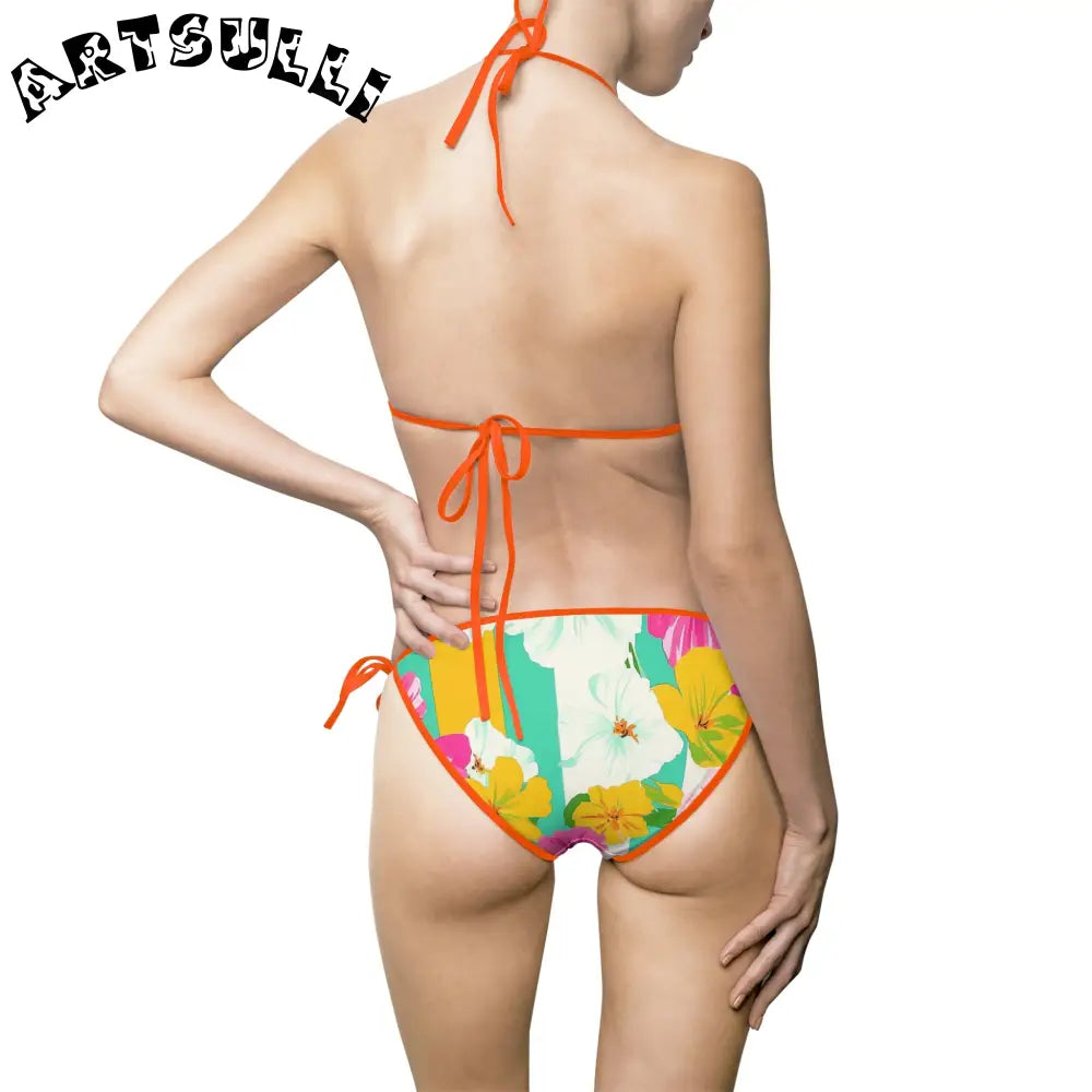 JAKKOUTTHEBXX Sublimation Technique Floral Halter Bikini Swimsuit