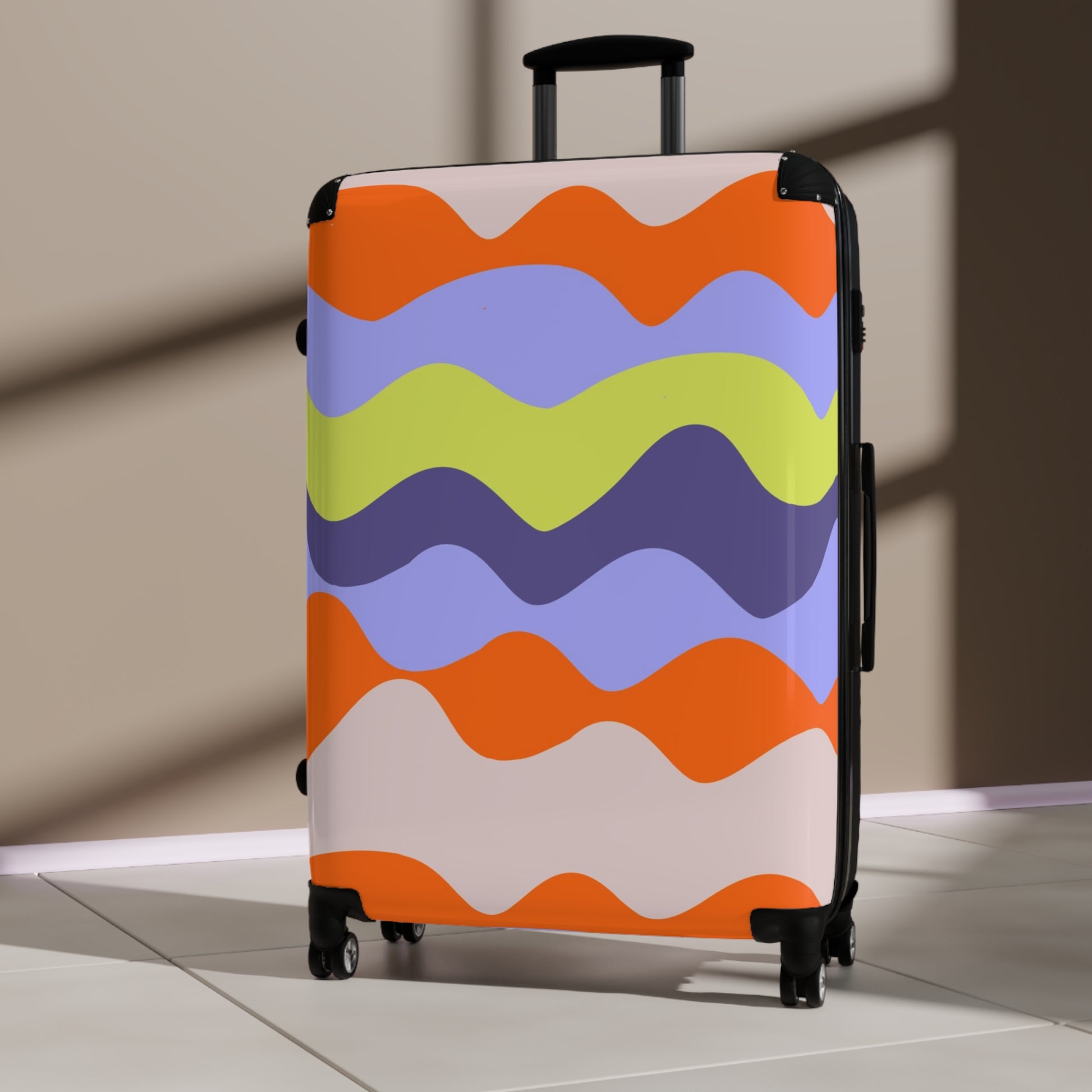 Waves Red and Blue Suitcase, Artsulli - Art is Long, Life is Short, Bags, , , , , , , 