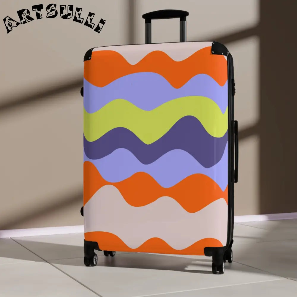 JAKKOUTTHEBXX Waves Red and Blue Suitcase JAKKOUTTHEBXX Artsulli