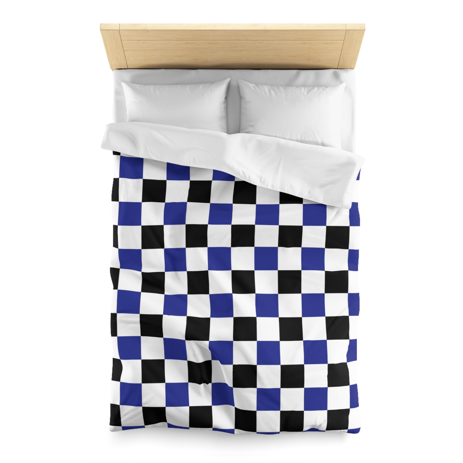 Checkerboard Blue White and Black Microfiber Duvet Cover, Artsulli - Art is Long, Life is Short, Home Decor, , , , , , , 