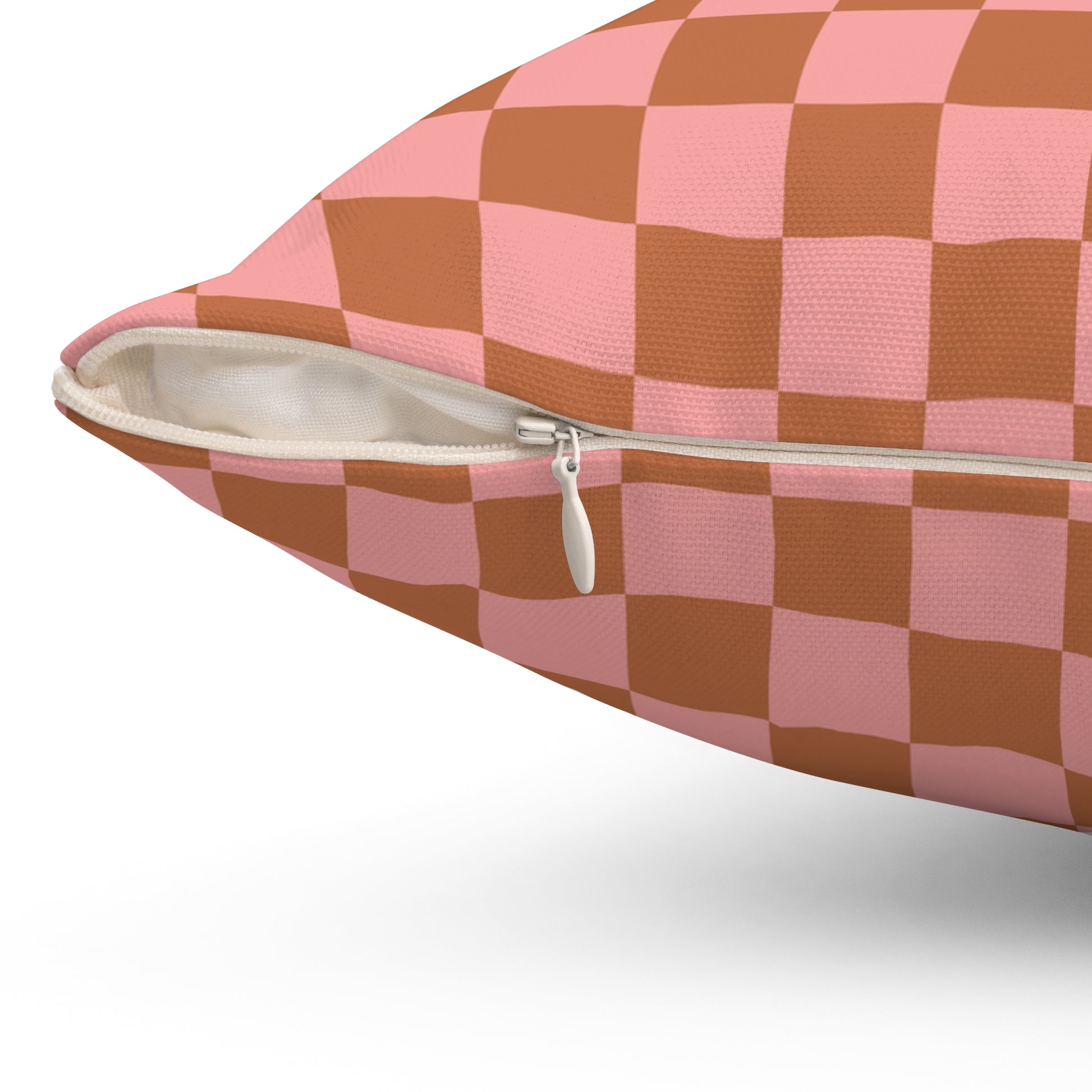 Chessboard II Pink and Brown Spun Polyester Square Pillow, Artsulli - Art is Long, Life is Short, Home Decor, , , , , , , 
