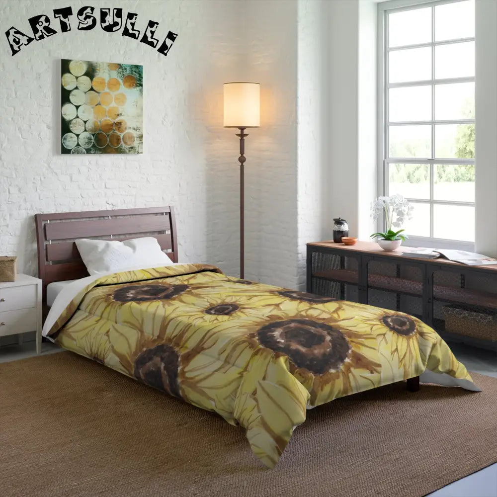 JAKKOUTTHEBXX Retro Anime Sunflower Comforter JAKKOUTTHEBXX Artsulli