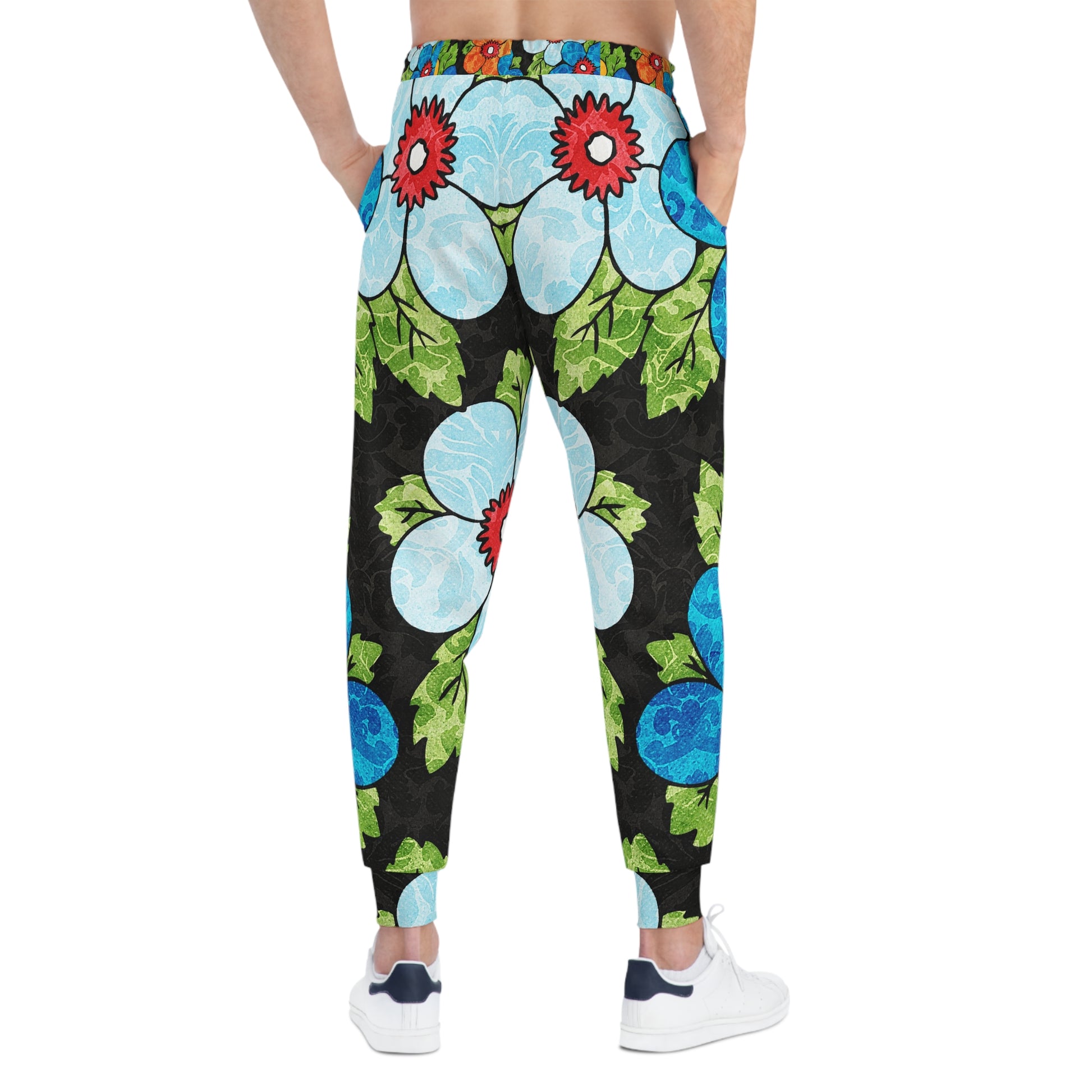 Groovy Black Floral Kl Athletic Joggers (AOP), Artsulli - Art is Long, Life is Short, All Over Prints, , , , , , , 