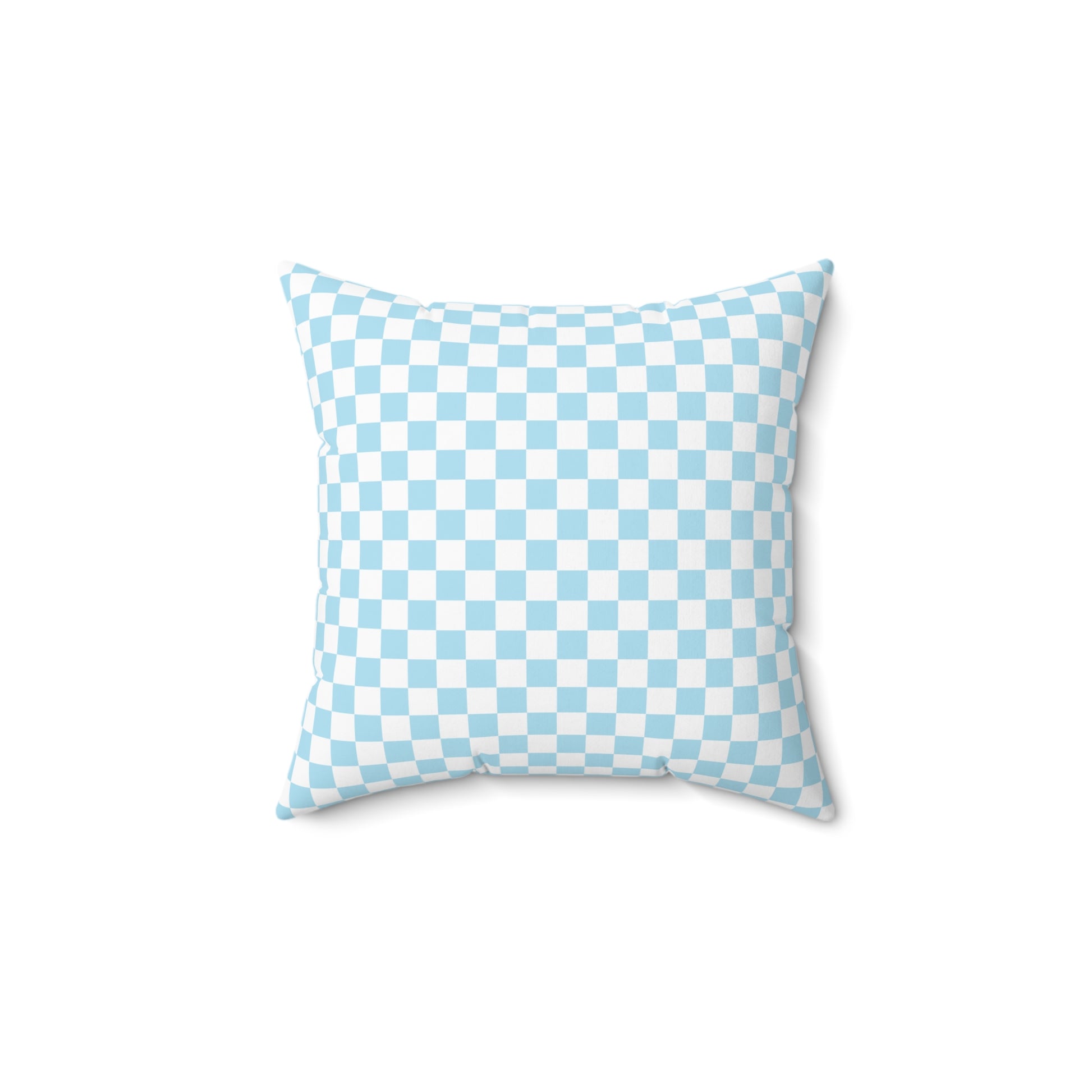 Checkerboard Sky Blue Spun Polyester Square Pillow, Artsulli - Art is Long, Life is Short, Home Decor, Size, 14" × 14", , , , , 15049953944945443584