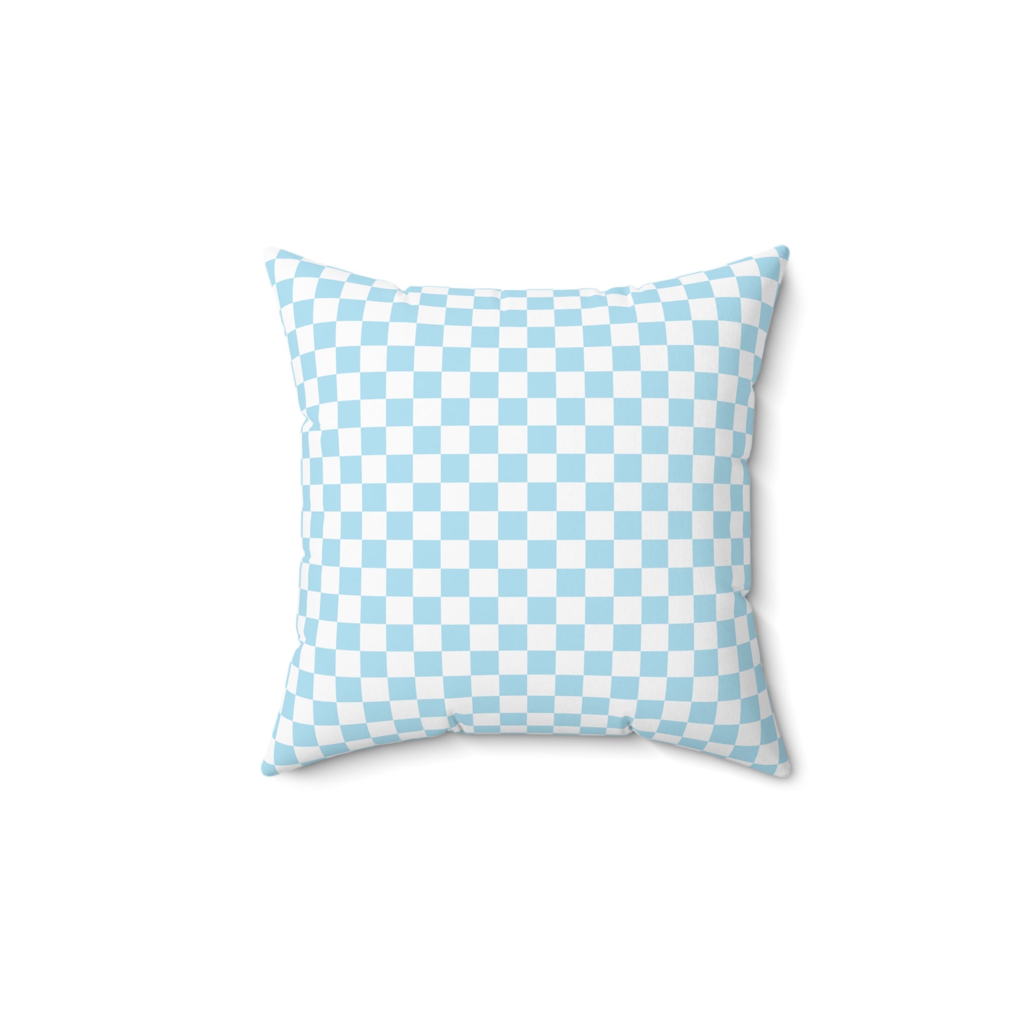 Checkerboard Sky Blue Spun Polyester Square Pillow, Artsulli - Art is Long, Life is Short, Home Decor, Size, 14" × 14", , , , , 15049953944945443584