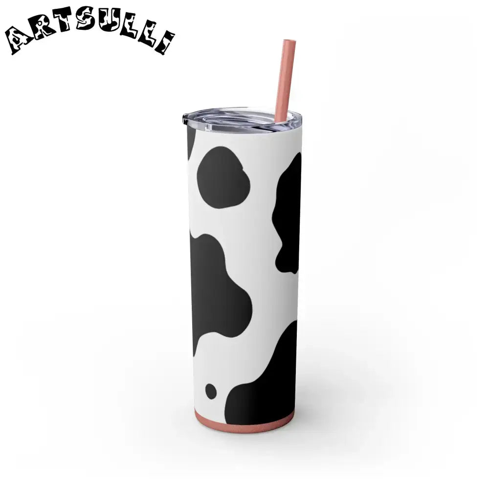 JAKKOUTTHEBXX White cow print skinny tumbler with clear lid